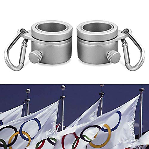 Wrightus 2 Pack Aluminum Flagpole Mounting Rings 360 Degree Rotating Flagpole Flag Mounting Rings Spinning Flag Pole Kit with Carabiner for 1.25 Inch Diameter (Dia-1.25")