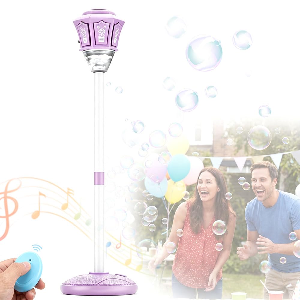 Máquina automática de burbujas con luces y música, soplador de altura ajustable, control remoto para fiestas, cumpleaños, bodas y eventos al aire libre