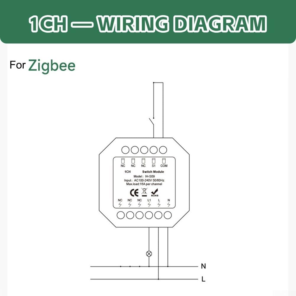 Para Tuya compatible con Zigbee 3.0 Módulo de interruptor inteligente de 16 A, aplicación de control remoto, soporte de voz, gestión de grupo, temporizador, configuración de cuenta regresiva, relé