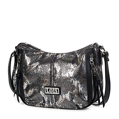 Lois: Bolso de Mujer Pequeño con Bandolera Tipo Góndola. Cuero PU Serpiente. para Diario