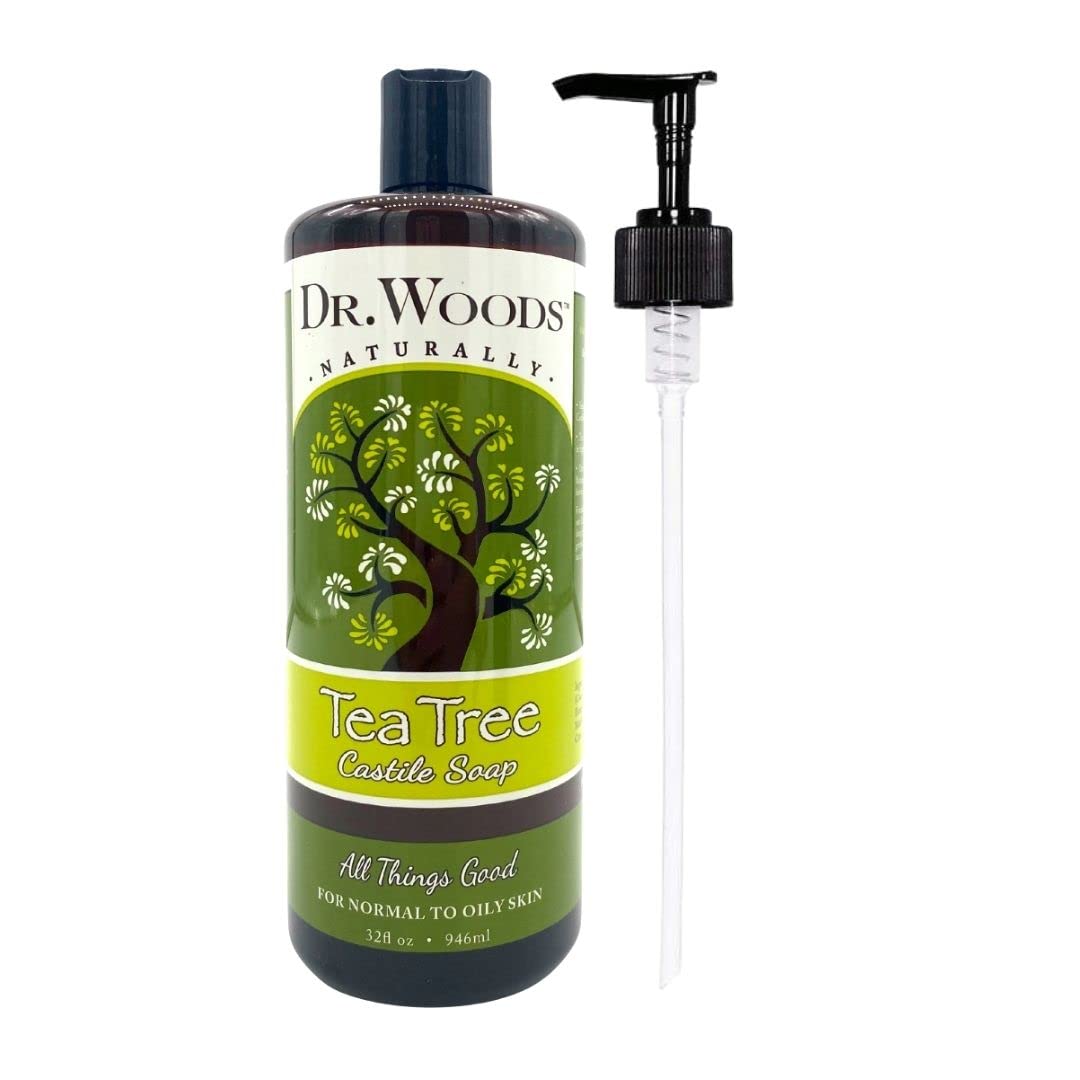 Dr Woods Pure Tea Tree Liquid Castile Soap with Pump - Natural Castile Soap for Body Hands and