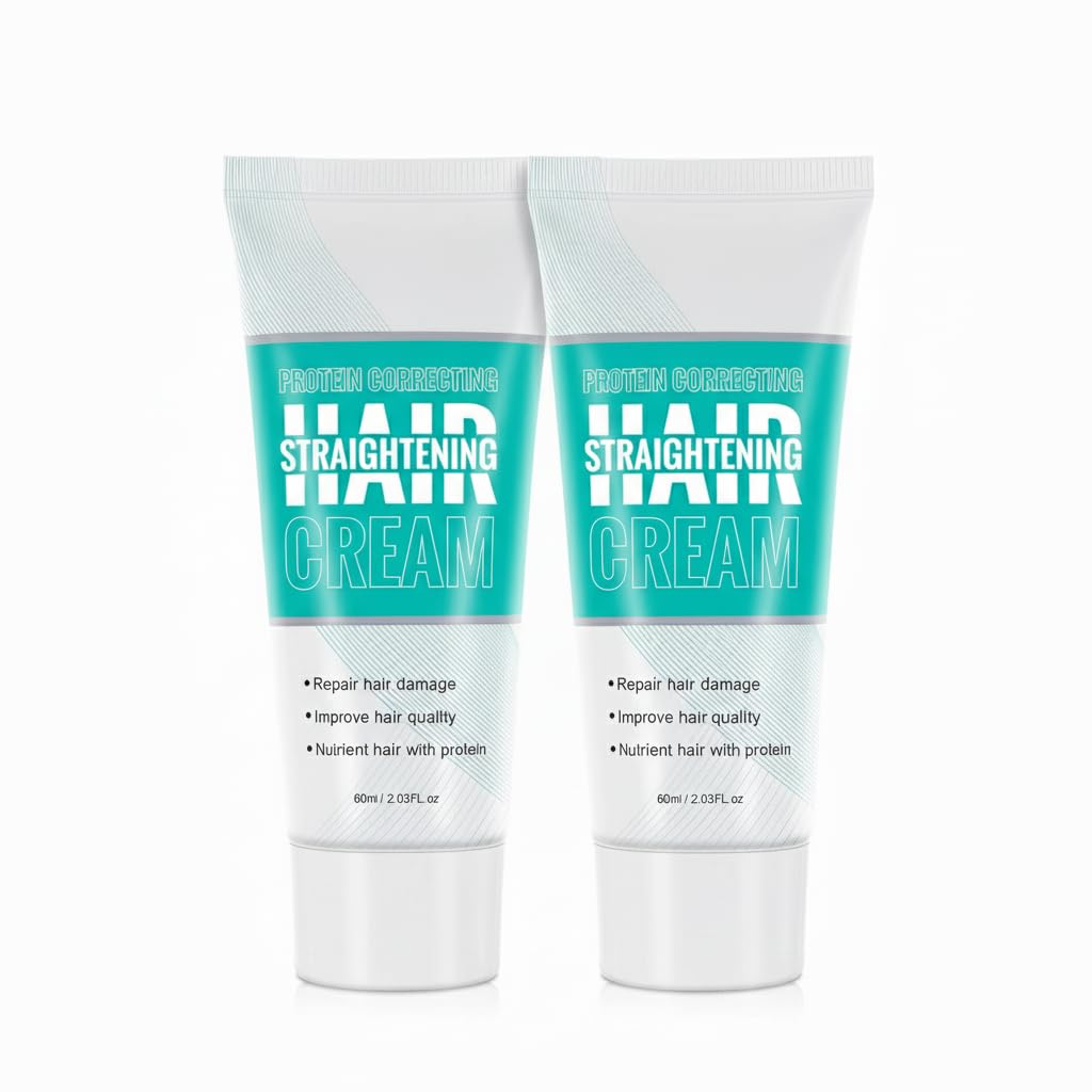 Azonee 2 Pack Hair Straightener Cream - New Protein Correcting Formula for Silky, Glossy Straight Hair - Mild Straightening Product for Women and Men