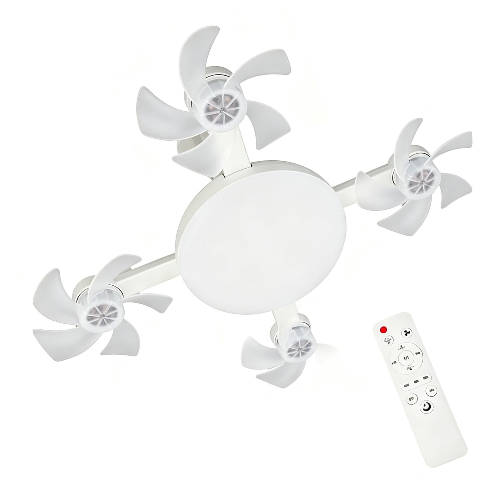 ANBTUKJ E27 Ceiling Fan Light with Remote, Screw-in 3-Speed 3-Color Dimmable Quiet Foldable Low Profile for Closet Kitchen Bedroom RV