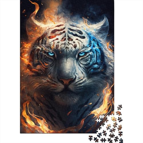 Puzzle de 1000 piezas de tigre blanco: arte de fantasía para disfrutar en familia y decorar.