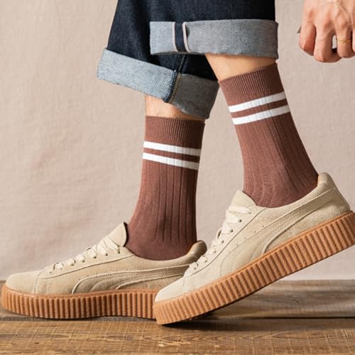 Crew Socks for Men Striped Breathable Casual Running Socks 5/10 Pairs3