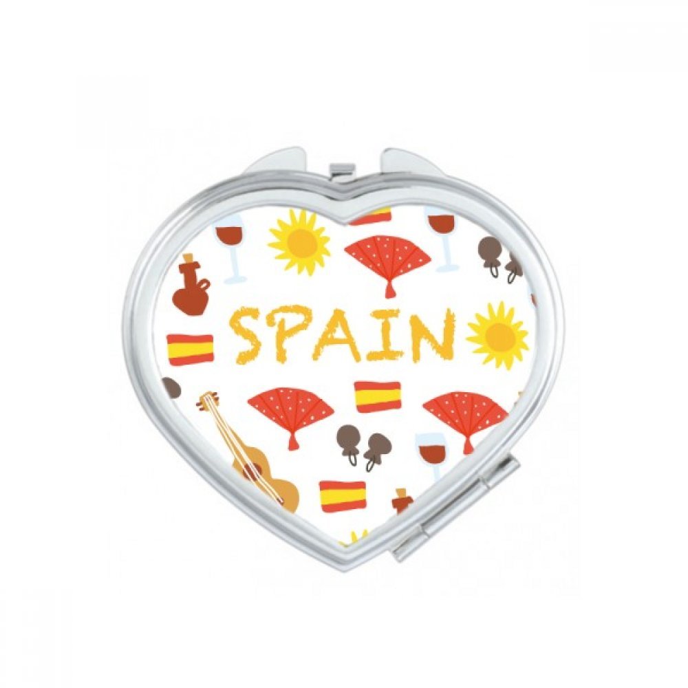 Miroir de poche Espagne Flamenco élégant en forme de coeur pour voyage