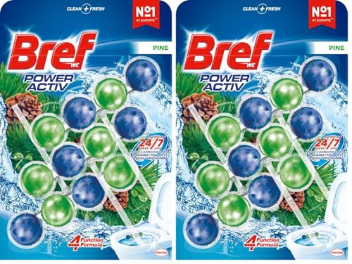 Bref Power Activ Natura Cesta WC (3 unidades), limpia baño para un WC siempre limpio y fresco, limpiador de baños con fórmula antical que elimina la suciedad (Paquete de 2)