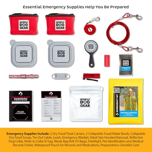 Mobile Dog Gear, Mochila para evacuação de cães – Mochila de luxo + suprimentos de emergência – Kit