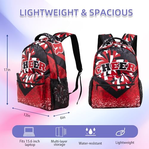 Image of Cheer Backpack for Cheerleaders, Cheerleader Backpack for Women, Cheerleading Gifts for Teams (Black&Red)