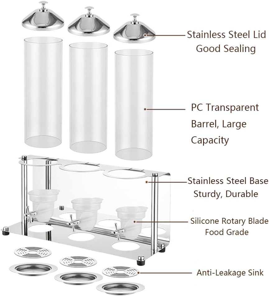 Countertop Cereal Dispenser, Cereal Containers Storage Dispenser, 4L/8L/12L Dry Food Dispenser with Stainless Steel Base for Kitchen Or Pantry, Double