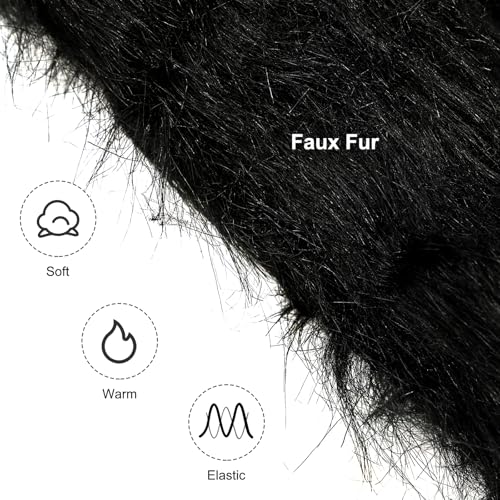 Womens Faux Fur Furry Leg Warmers Furry Boot Covers for Women Girls, Furry Boot Cuffs Fuzzy Shoes Cover Socks Black3