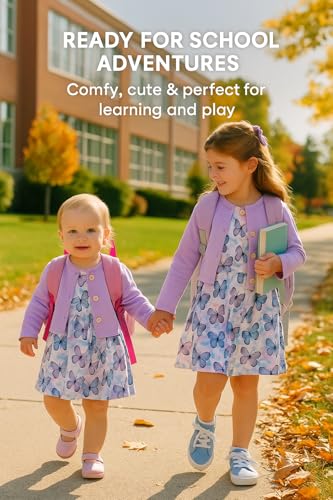 PATPAT Toddler Girl Dress and Cardigan 2 Piece Girl Sleeveless Dress and Ribbed Cardigan Set, 18M-12Y2
