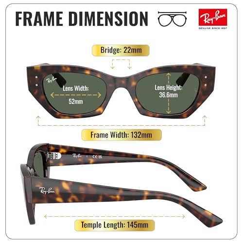 Image of Ray-Ban RB4430 ZENA BIO-BASED Square-Round Shaped Sunglasses for Men & Women with Official RAYBAN Eyewear Kit