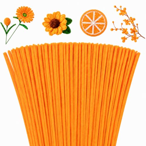 Image of YUNAMI 100 Pcs Pink Pipe Cleaners for DIY Craft Flowers - Fuzzy Chenille Stems & Fluffy Sticks for Arts & Crafts, Creative School Projects, Kids Craft Supplies, Home & Party Decor (Sunset Yellow , 100)