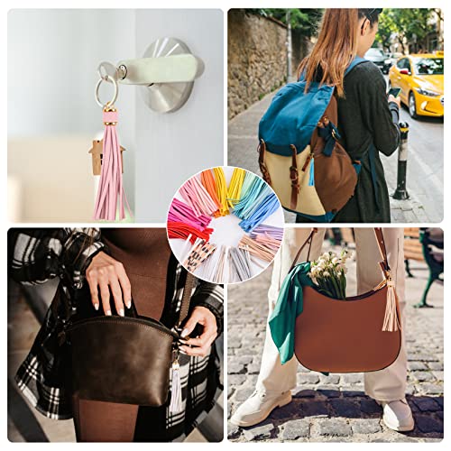 Urroma 20 Pcs Leather Tassels Pendant, Colourful Leather Tassel Diy Keychain And Craft Supplies Bag Decoration #TOP5