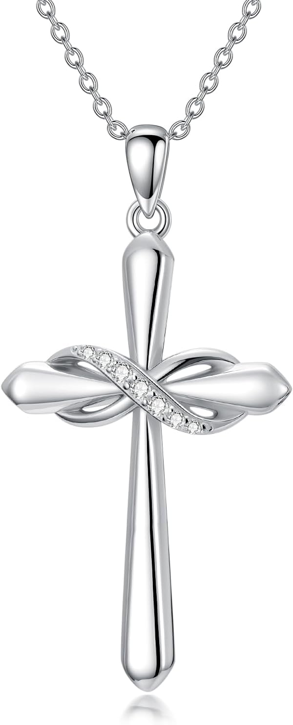 Cross Necklaces for Women 925 Sterling Silver Infinity Necklace Pendant Birthstone Infinity Cross Jewelry for Women