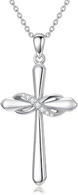 Cross Necklaces for Women 925 Sterling Silver Infinity Necklace Pendant Birthstone Infinity Cross Jewelry for Women