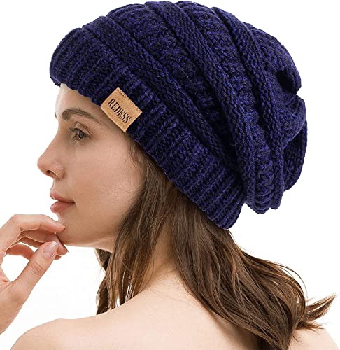 REDESS Slouchy Beanie Hat para Hombres y Mujeres Winter Warm Chunky Soft Oversized Gorro de Punto de Cable