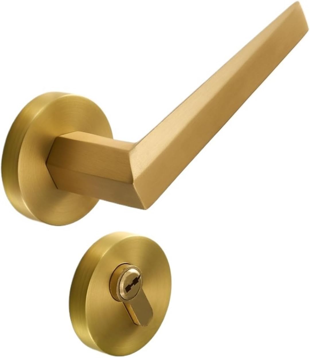 Brass Door Lock Set Modern Interiror Bedroom Bathroom Double Wood Lever Dummy Privacy Passage Magnetic(Dummy-A308B-WWH03)