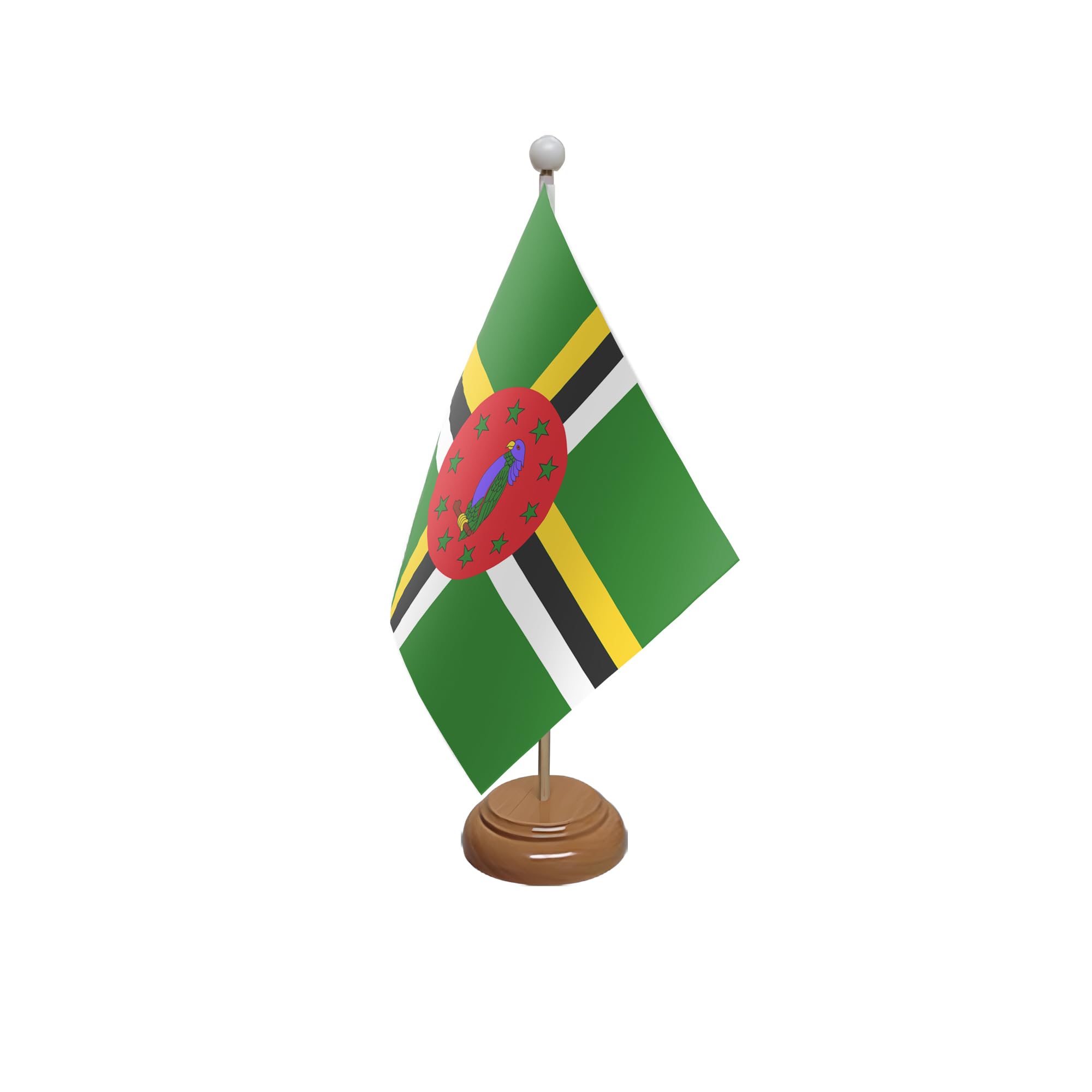 Flagtex Dominica Wooden Table Flag With Wooden Base