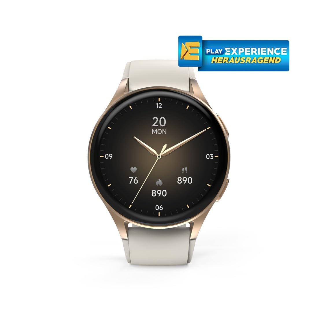 Hama | Reloj Inteligente 1.32" (Smartwatch Resistente al Agua IP68, GPS, análisis sueño, frecuencia Cardiaca, Monitor de hasta 100 Actividades, Pantalla táctil) Beige Oro