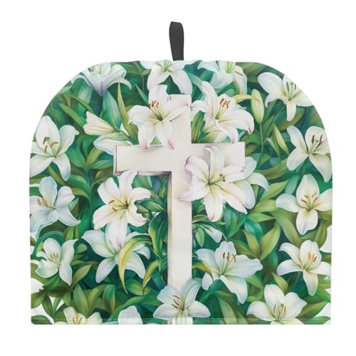 PJHEQOXE Easter Lily Cross Tea Cozy for Teapot Dome Teapot Cover Customized Teapot Covers Kitchen Kettle Dust Cover Cozy for Teapot with Handle Dust Cover Can Hung and Folded ?Green?