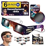 Helioclipse - 6x Sonnenfinsternis brille zertifiziert EN ISO 12312-2 - Solar Eclipse Glasses für partielle Sonnenfinsternis 12. August 2026 in Deutschland - Inkl. 1x Smartphone-Filter
