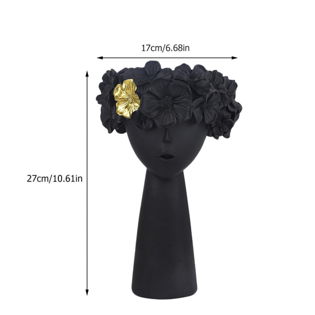 Vaso Decorativo in Resina Nera, Soprammobile Artistico per Camera | Stile Creativo Nordico, Contenitore Mobile Antiscivolo, Adatto per Soggiorno e Camera da Letto, Design Moderno