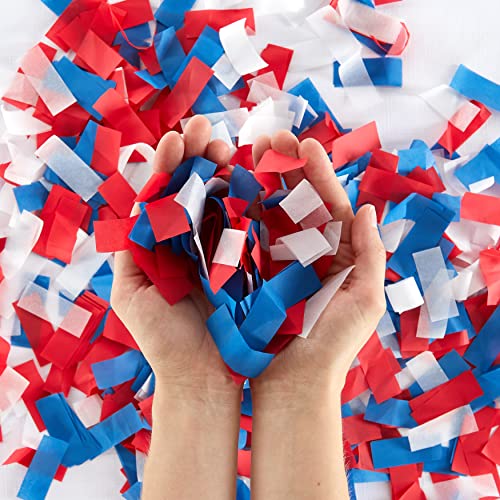 Biodegradable Tissue Confetti Rectangles, Red/White/Blue Color – Ultimate Confetti Fluttering Tissue Paper for Confetti Cannon & Launcher Use, Table Decorations, & More (20 Handfuls per Bag, 1 lb)