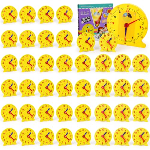 Image of Lenwen 75 Pcs Classroom Clock Kit 24 Hours Learn to Tell Time Teaching Clock Toy for Kids Teaching Time Resources for Kids Learning Teacher Classroom Supplies
