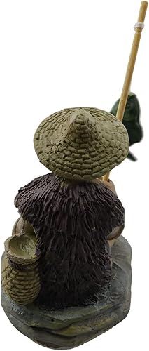 Miniatura 4 de LQ Industrial Mini figuras de pescador en miniatura, estatua de cerámica china, estatua de cerámica china, adorno de resina para pecera, bonsái,