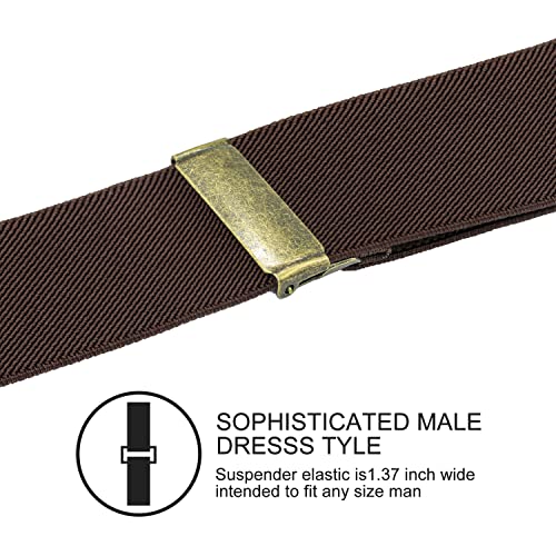 Image of Suspenders for Men, Adjustable Suspenders Gold Clip with Elastic Straps Y-Back Construction Heavy Duty for Work