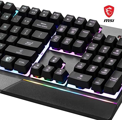 MSI Vigor GK30 Gaming Keyboard (UK Layout) - Mech-Membrane Switches, Water Resistant, RGB Mystic Light, Lighting & Media Hotkeys, Anti-slip Base, Gold-Plated USB 2.0 - Full-Sized
