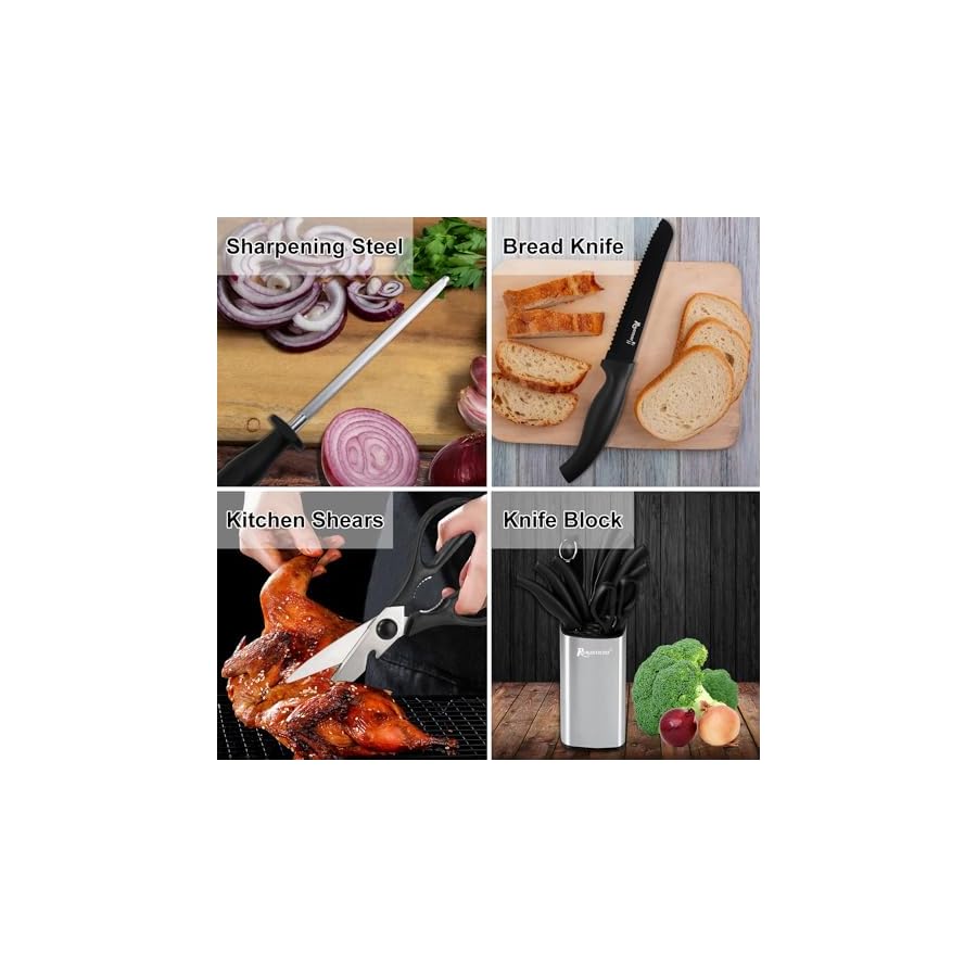 ROMANTICIST-Kitchen-Knife-Set-with-Block-8PCS-High-Carbon-Stainless-Steel-with-Chef-Knife-Slicer-Knife-Best-Kitchen-Knife-Set-Gift-for-Professional-Chef-Home-Cooks ROMANTICIST Kitchen Knife Set with Block - 8PCS High Carbon Stainless Steel with Chef Knife, Slicer Knife - Best Kitchen Knife Set Gift for Professional Chef Home Cooks