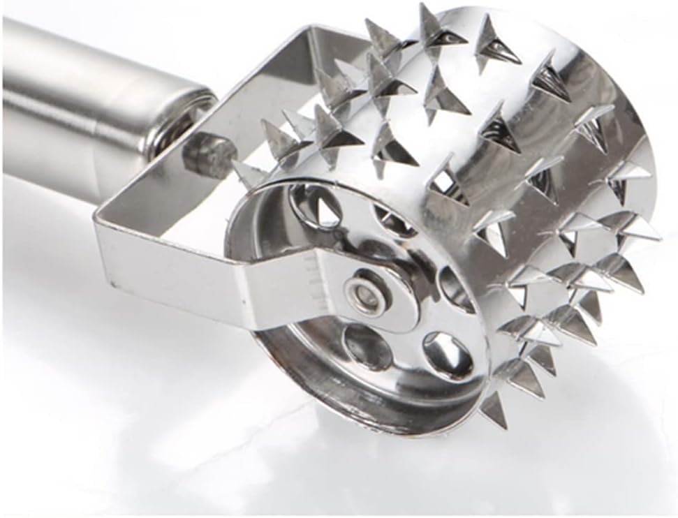 Meat Tenderizer- Stainless Steel Meat Tenderizer Roller Rolling Hammer-Pizza Roll Meat Needle Pin Hole Punch for Steak Chicken Pork Beef
