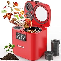 Electric Composter for Kitchen, 4L Indoor Odorless Compost Bin with 2 Carbon Filters, Upgraded Brushless Motor, Auto-Clean, LED Display, Visible Window, Smart Countertop Food Waste Composting Machine