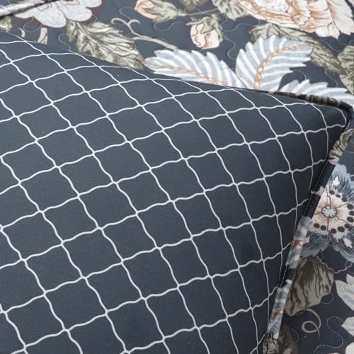 Image of Lush Decor Sydney Reversible Cotton Quilt Set, 3 Piece Set, Full /Queen, Navy & Multi - Cotton Bedding Set - Navy Floral Quilt - Cottage Decor - Bedding Queen Size