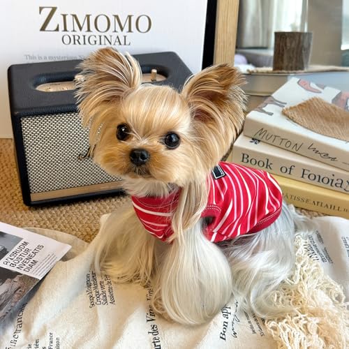 Jialinifery Soft Striped Dog Shirt, Cozy Warm pet Vest for Small Medium Dogs, Classic Puppy cat Clothes for Indoor Outdoor Outfits — view 2