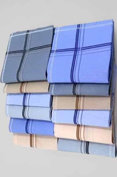 Large Size Premium Cotton Handkerchief for Men, 100% Cotton Premium Collection Hanky For Men Big Size XXL (12 Pack Set)