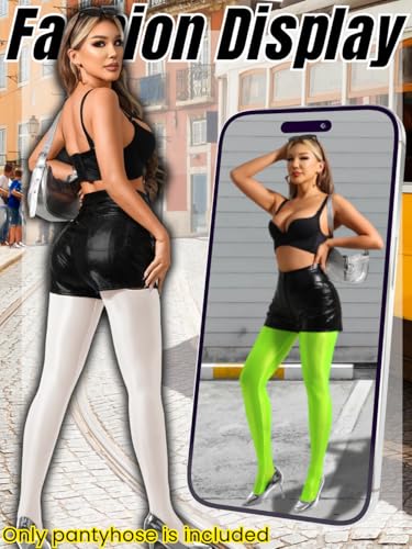 Image of ChiaoLezhee Sexy Shiny Tights, Sheer High-Waisted, Suspender Pantyhose For Women Rave Party Outfits Leggings Pants Exotic