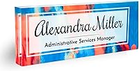 Vista 8 de Placa de Nombre de Escritorio de Acrílico Transparente Grueso Personalizada de 8x3" con Logo Personalizado - Decoración Profesional de Oficina