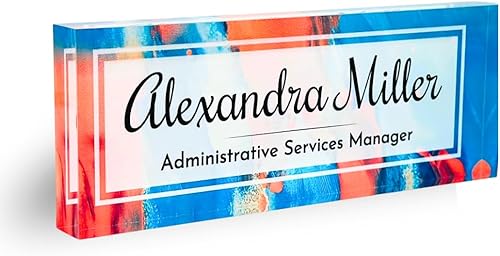 Miniatura 8 de Placa de Nombre de Escritorio de Acrílico Transparente Grueso Personalizada de 8x3" con Logo Personalizado - Decoración Profesional de Oficina