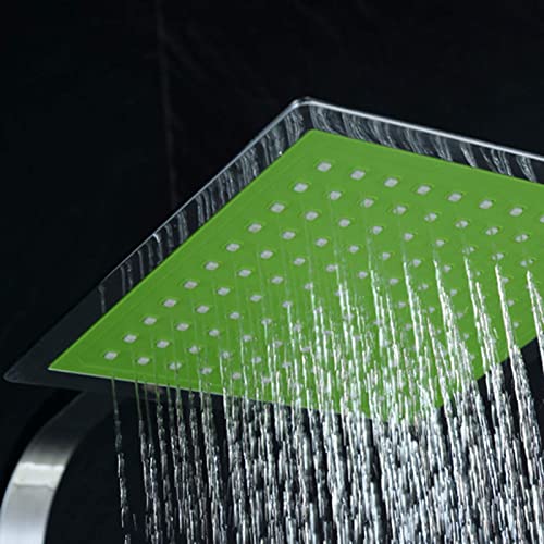 Ensemble de douche chromé vert moderne avec mitigeur réglable et étagère de salle de bain - 3