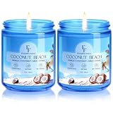 Coconut Beach Scented Candle, Natural Soy Wax Jar Candle for Home Scented, 100-Hour Burn Time Gifts for Women Men, 7 oz (2 Pack)