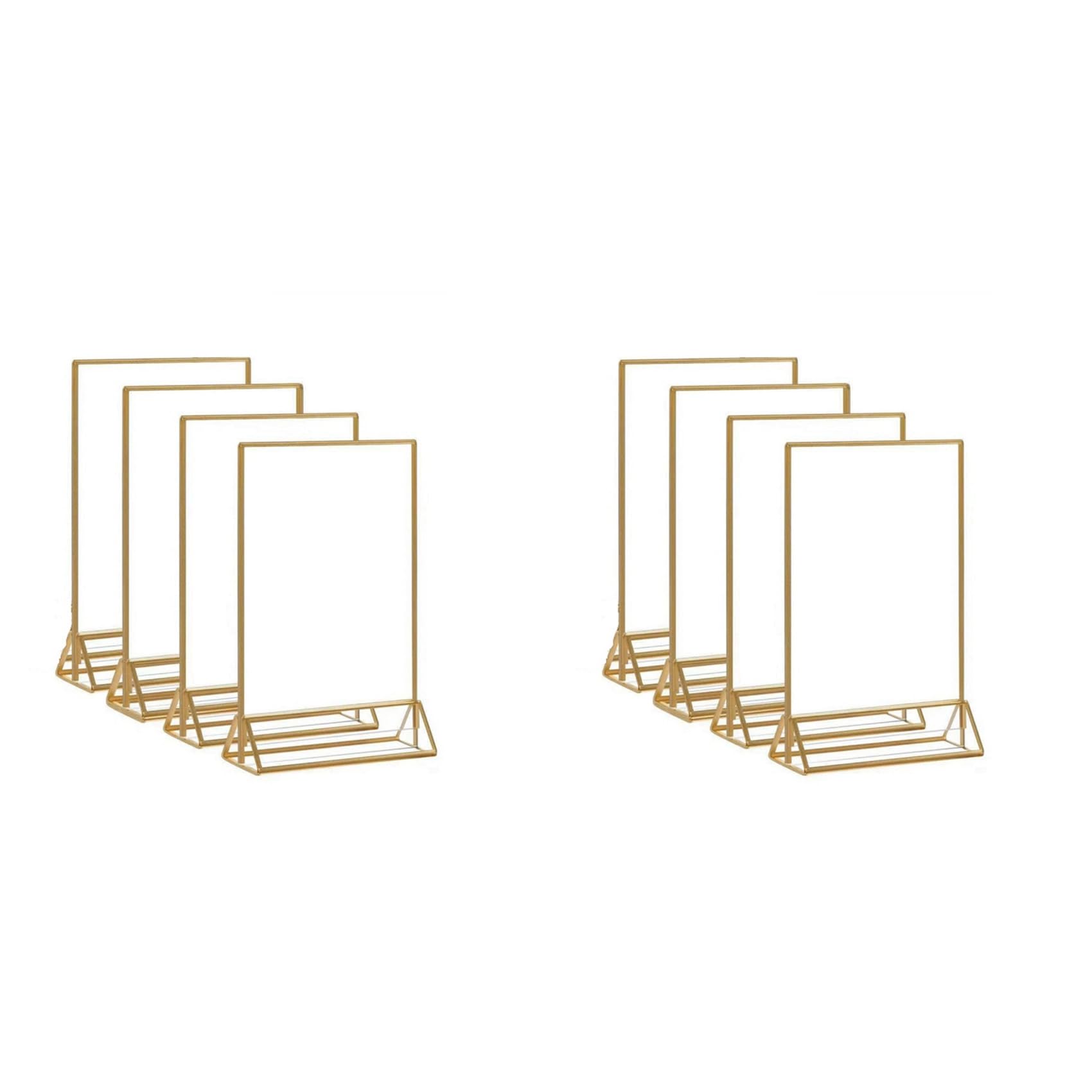 Hndhbfgrt 2X Acrylic Sign Holder Gold Picture Frame Double Sided Clear Display Stand, Gold Acrylic Frames for Home Shop Restaurant