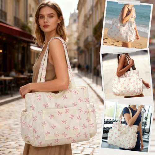 Bolso Tote de Pana para Mujer con 6 Bolsillos miniatura 2