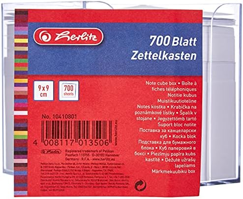 Herlitz 9x9x9cm Transparent Cube Note Box with White Sheets