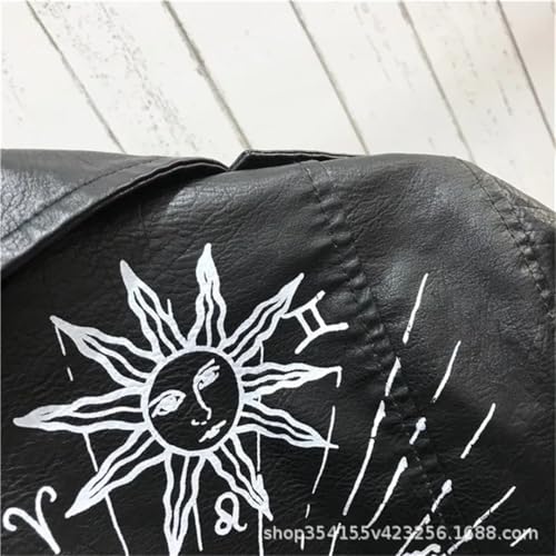 Women PU Rivet Zipper Jacket Shoulder Badge Motorcycle Punk Rock Leather Coat2