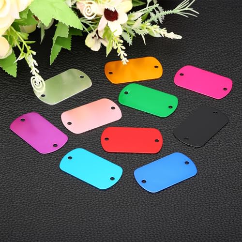 PATIKIL 25 Stück Metall Stanzrohlinge, Rechteckige Stanzplatten Rohlinge Aluminiumplatte DIY Namensschilder 5x3cm Metallgravur Rohlinge 2 Löcher für Lasergravur, Schwarz
