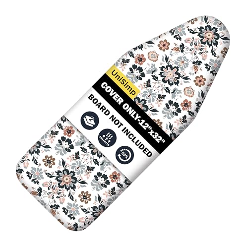 Image of Small Ironing Board Cover and Pad 12 inchx32 inch Small Iron Board Cover with Padding,Tabletop Mini Ironing Board Cover and Pad Small Size, Cotton Canvas, Heat Resistant, Drawstring Floral